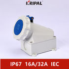 Toz Geçirmez IP67 230V 16A Endüstriyel Duvar Tipi Soket IEC Standardı