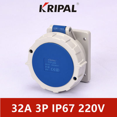 IP67 3 Kutuplu 16A Tek Fazlı Panele Monte Soket IEC standardı