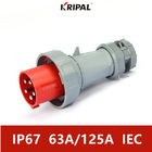 IP67 Üç Fazlı 63A 125A 380V Endüstriyel Fiş ve Soket IEC Standardı